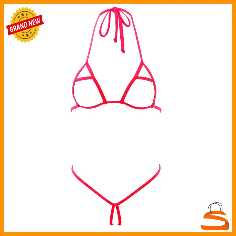 Micro Bikini Set G-String Triangle Top Nylon Span… - image 1